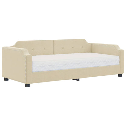 Divano Letto con Materasso Crema 90x200 cm in Tessuto - homemem39