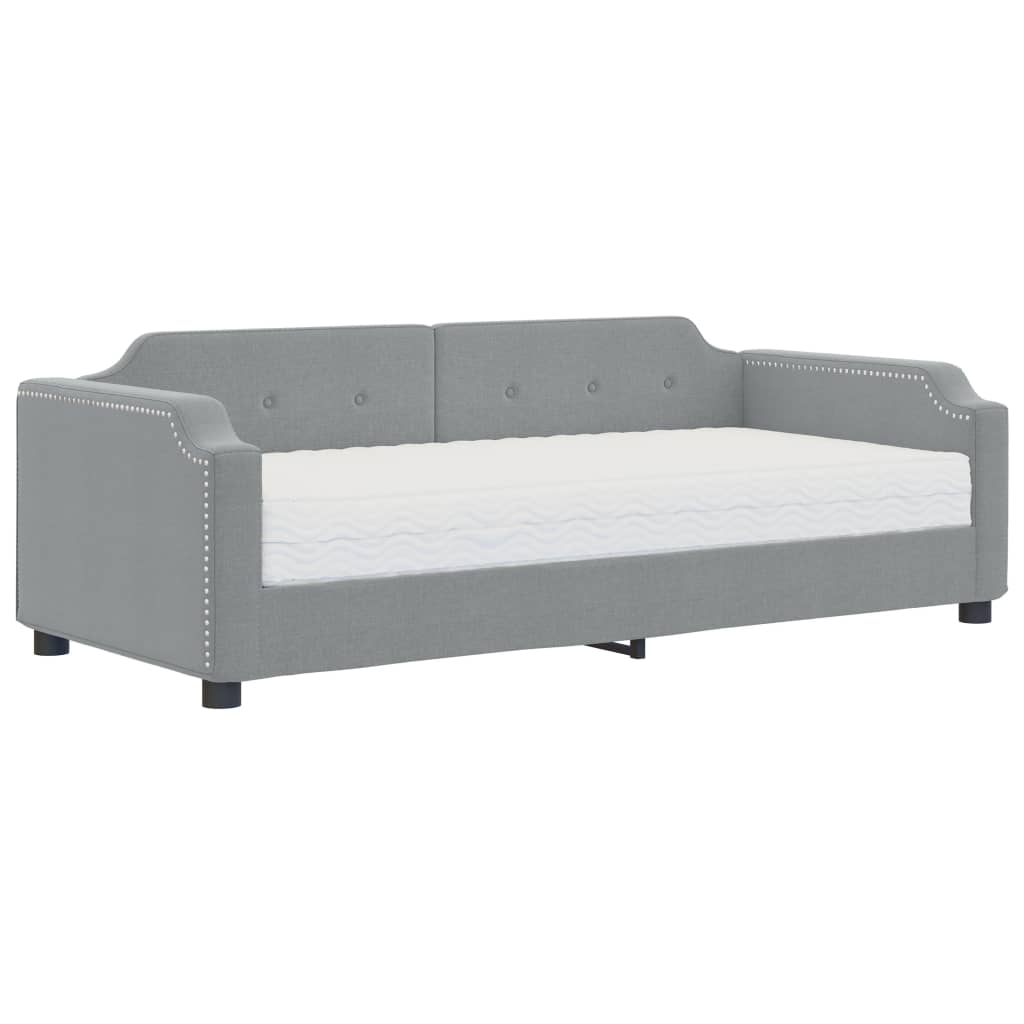 Divano Letto con Materasso Grigio Chiaro 90x190 cm in Tessuto | homemem39