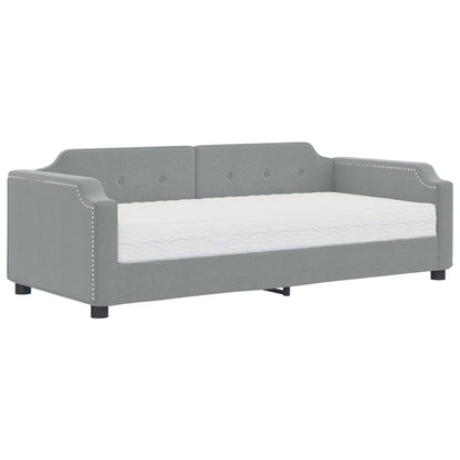 Divano Letto con Materasso Grigio Chiaro 90x190 cm in Tessuto | homemem39