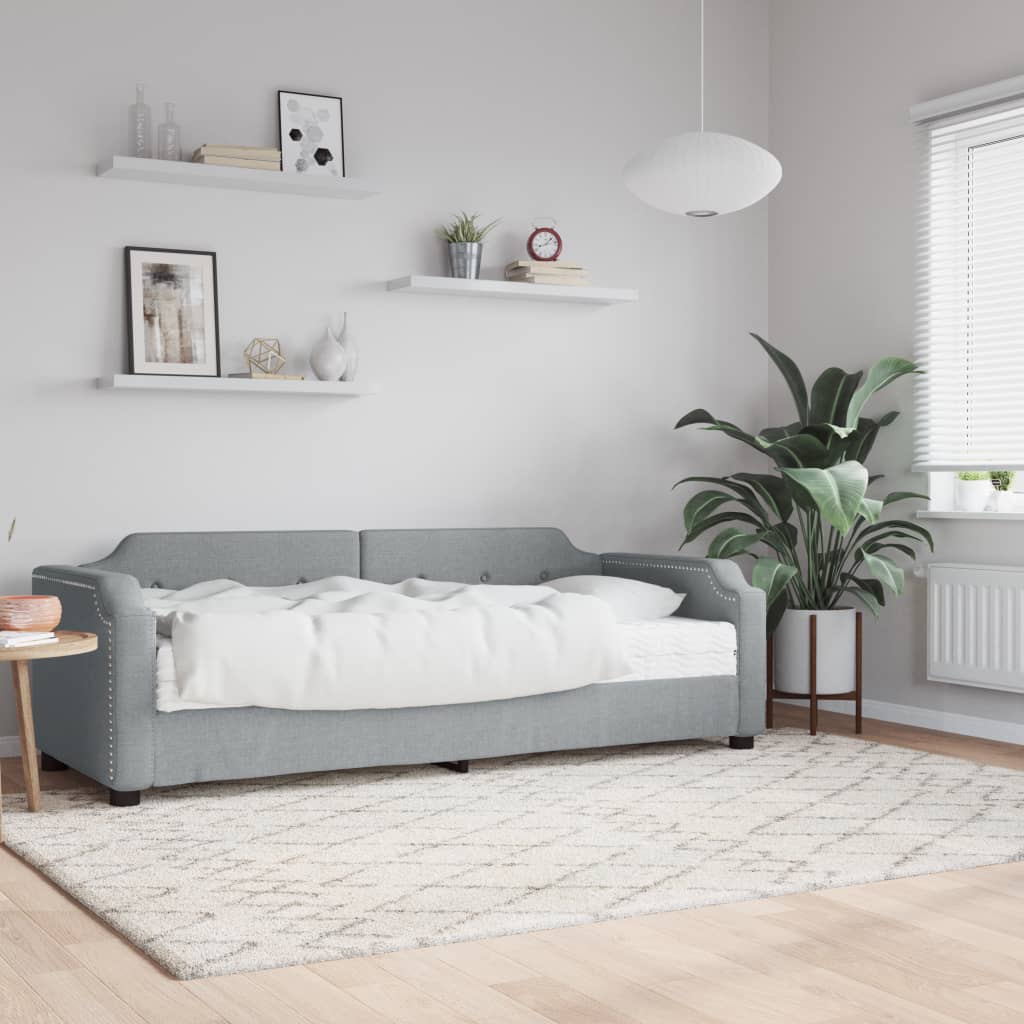 Divano Letto con Materasso Grigio Chiaro 90x190 cm in Tessuto | homemem39