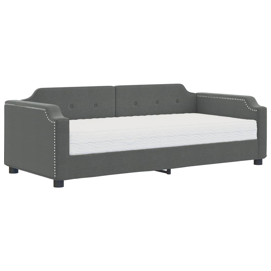 Divano Letto con Materasso Grigio Scuro 90x190 cm in Tessuto | homemem39