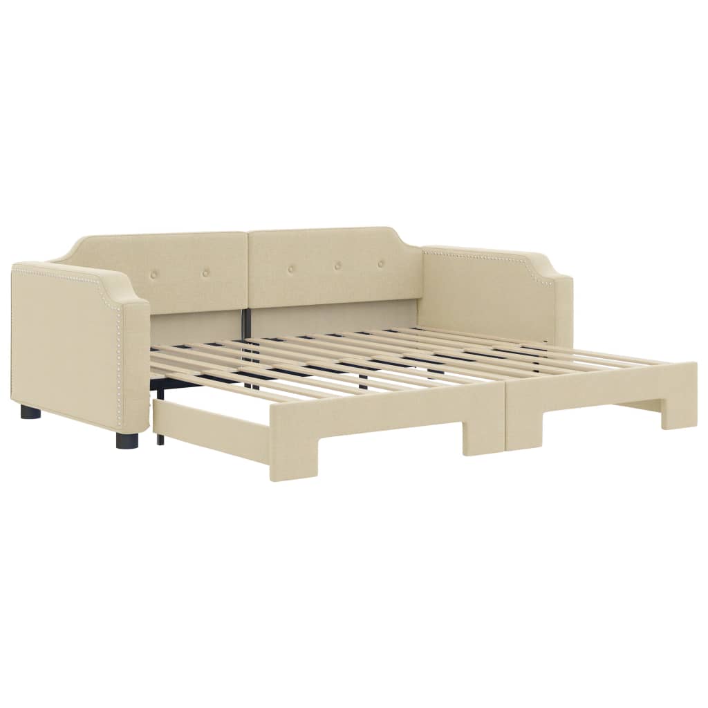 Divano Letto con Letto Estraibile Crema 80x200 cm Tessuto - homemem39