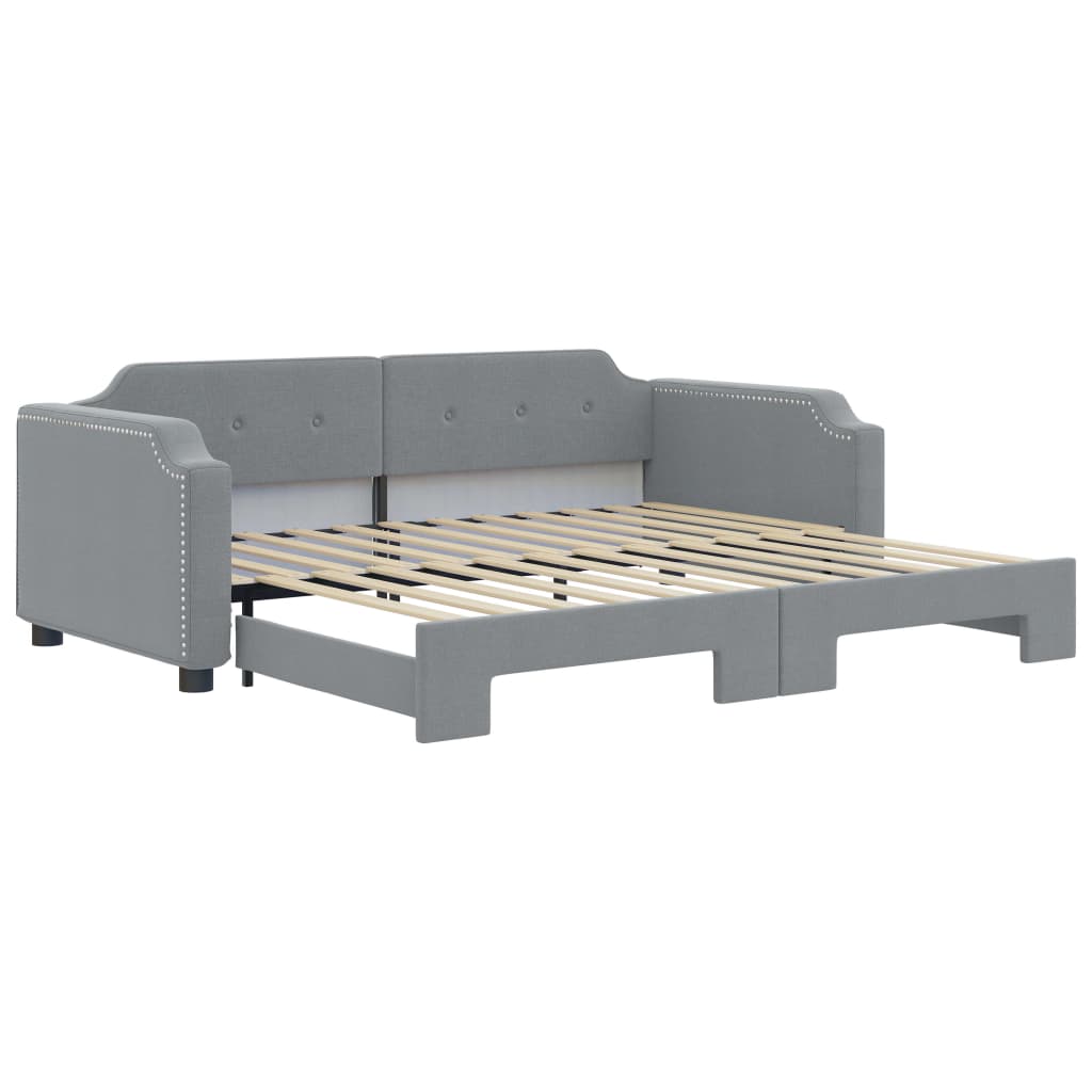 Divano Letto con Letto Estraibile Grigio Chiaro 90x200 Tessuto - homemem39