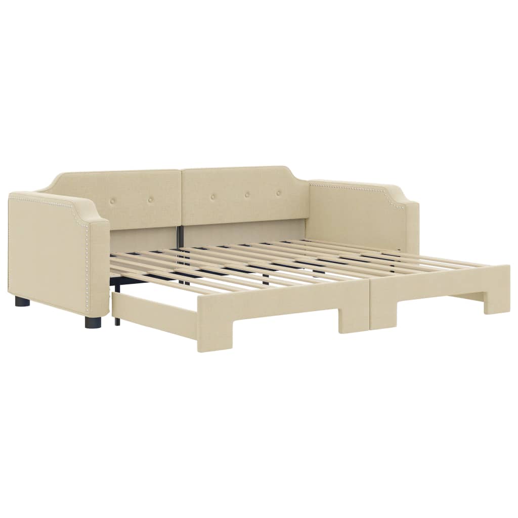 Divano Letto con Letto Estraibile Crema 100x200 cm in Tessuto - homemem39
