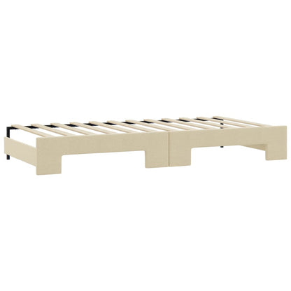 Divano Letto con Letto Estraibile Crema 100x200 cm in Tessuto - homemem39