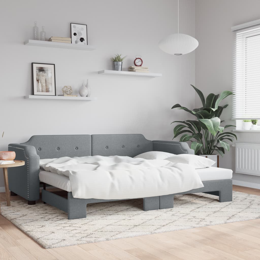 Divano Letto con Letto Estraibile Grigio Chiaro 90x190 Tessuto | homemem39