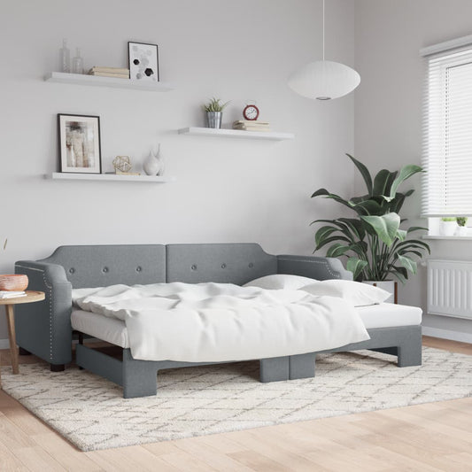Divano Letto con Letto Estraibile Grigio Chiaro 90x190 Tessuto | homemem39