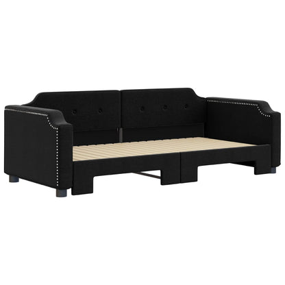 Divano Letto con Letto Estraibile Nero 90x190 cm in Tessuto