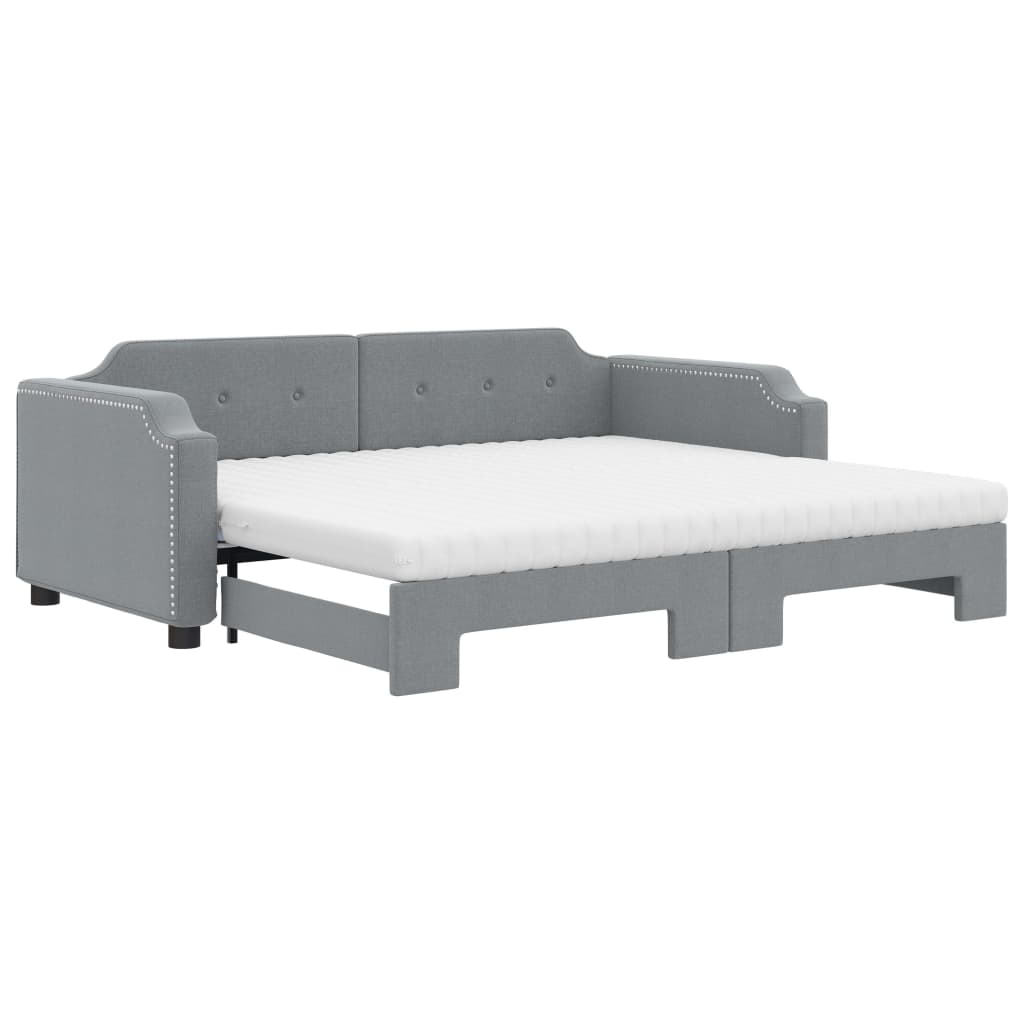 Divano Letto Estraibile Materassi Grigio Chiaro 90x190 Tessuto | homemem39