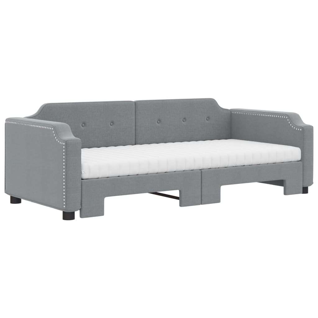 Divano Letto Estraibile Materassi Grigio Chiaro 90x190 Tessuto | homemem39