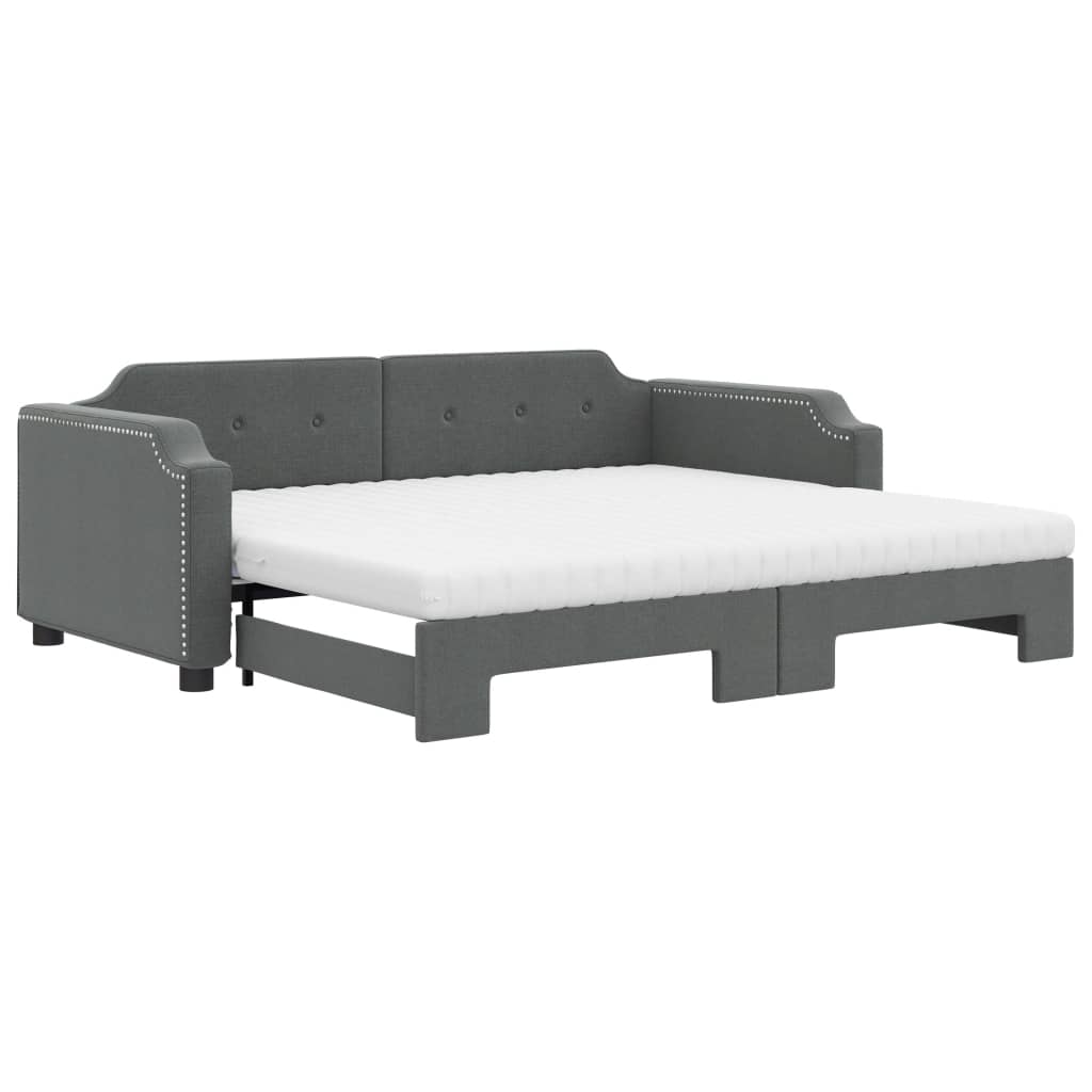 Divano Letto Estraibile Materassi Grigio Scuro 90x190cm Tessuto - homemem39