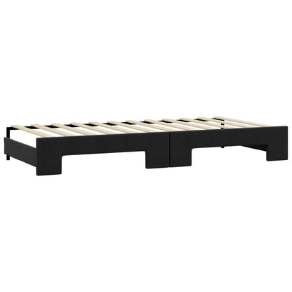 Divano Letto Estraibile con Cassetti Nero 80x200 cm in Tessuto | homemem39