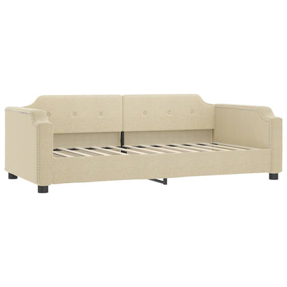 Divano Letto Estraibile con Cassetti Crema 80x200 cm in Tessuto