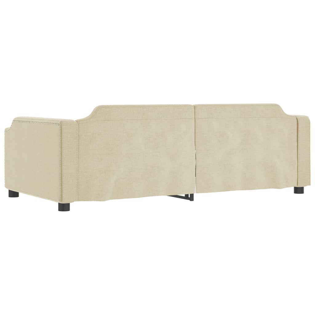 Divano Letto Estraibile con Cassetti Crema 80x200 cm in Tessuto