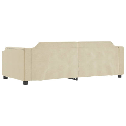 Divano Letto Estraibile con Cassetti Crema 80x200 cm in Tessuto