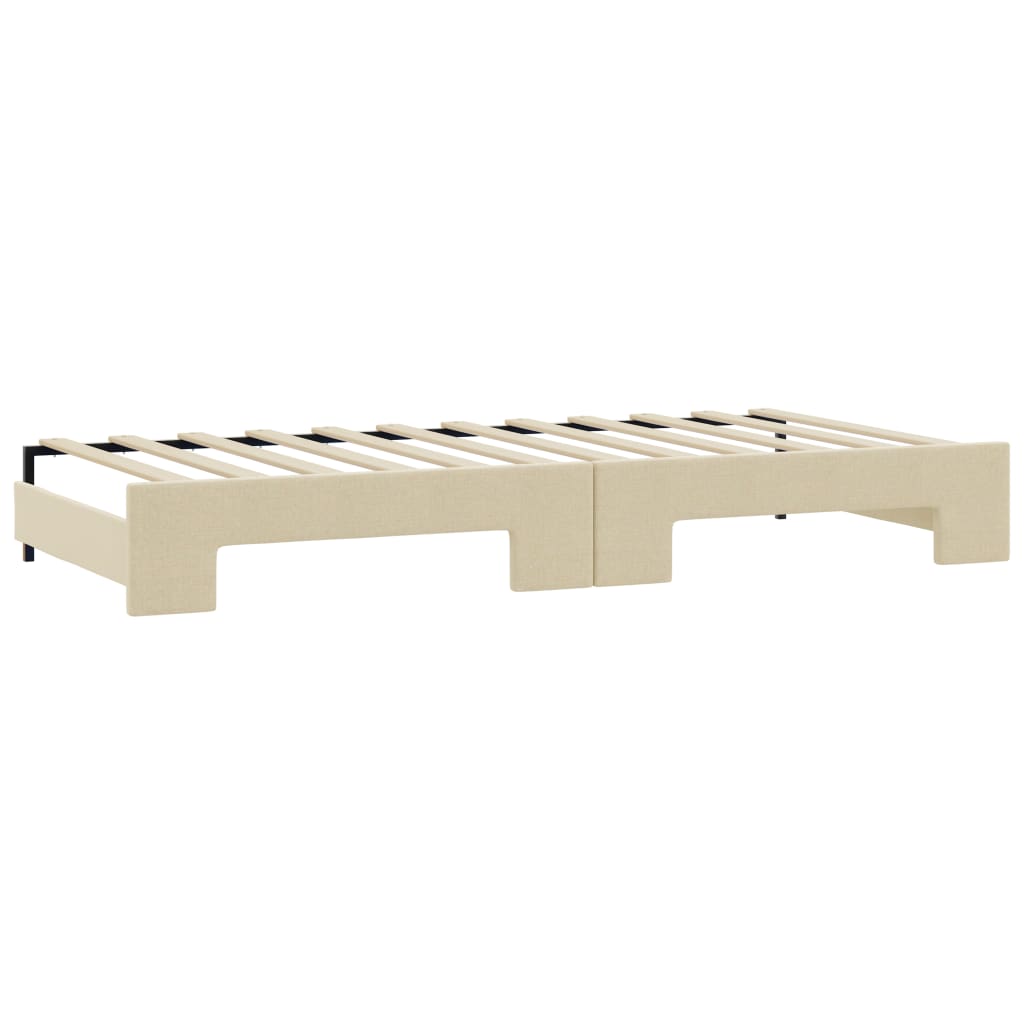 Divano Letto Estraibile con Cassetti Crema 80x200 cm in Tessuto