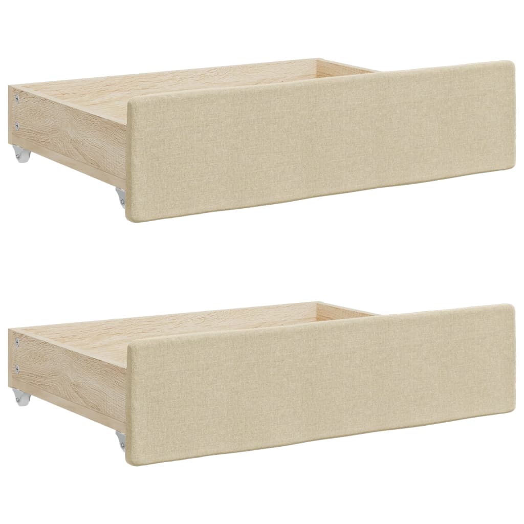Divano Letto Estraibile con Cassetti Crema 80x200 cm in Tessuto
