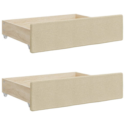 Divano Letto Estraibile con Cassetti Crema 80x200 cm in Tessuto