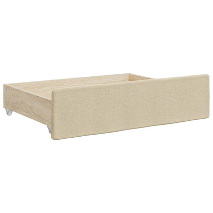 Divano Letto Estraibile con Cassetti Crema 80x200 cm in Tessuto