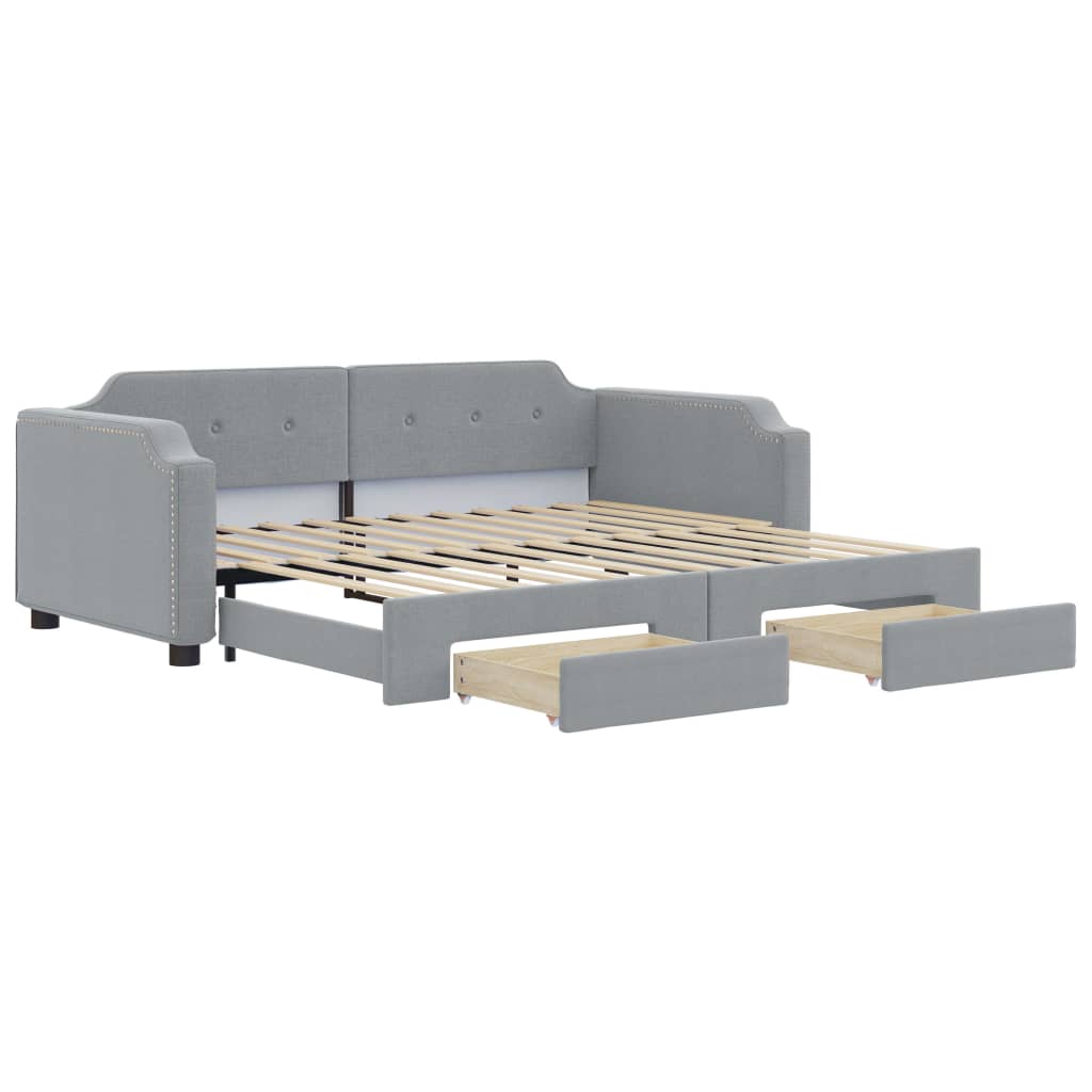 Divano Letto Estraibile Cassetti Grigio Chiaro 90x200cm Tessuto - homemem39