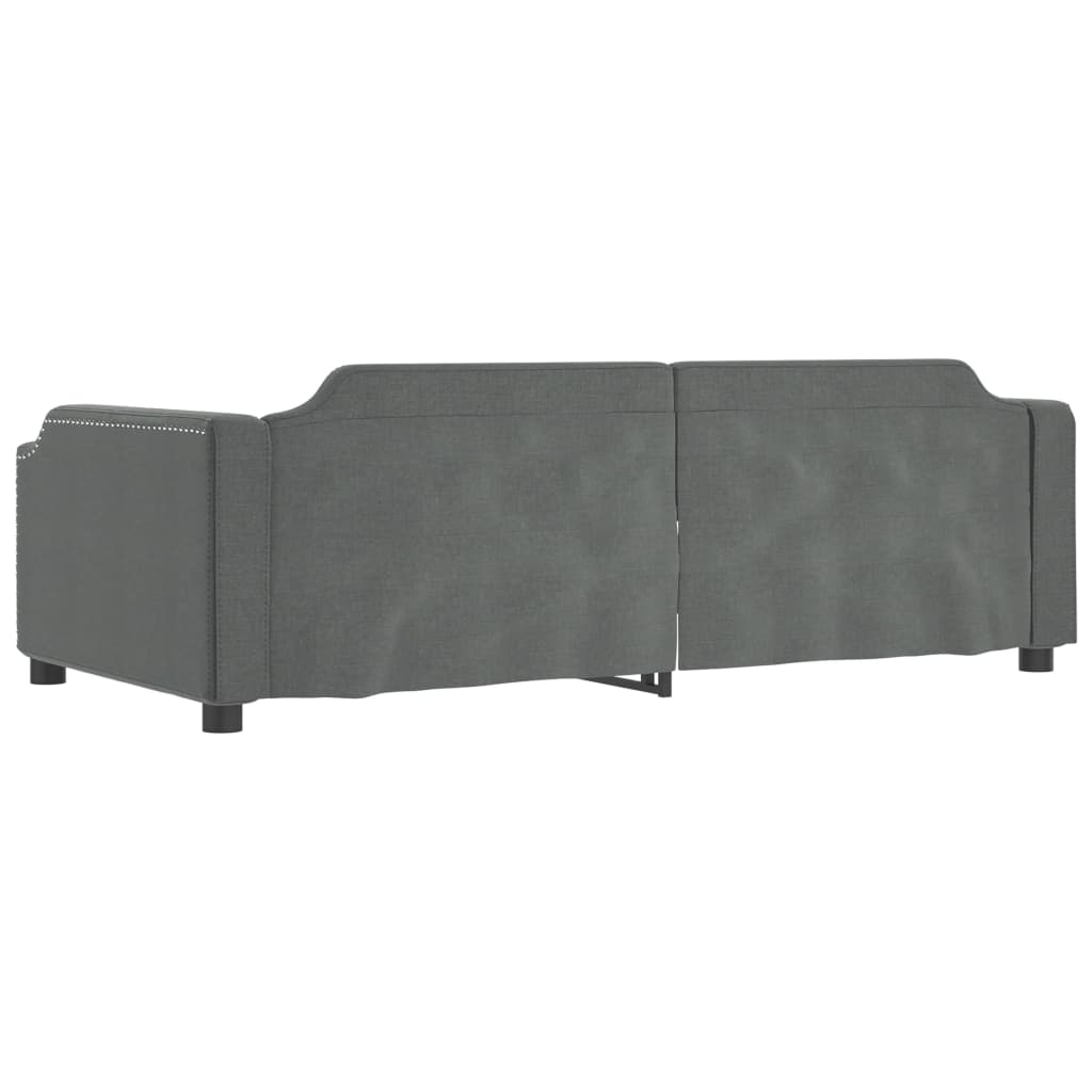 Divano Letto Estraibile Cassetti Grigio Scuro 90x200cm Tessuto