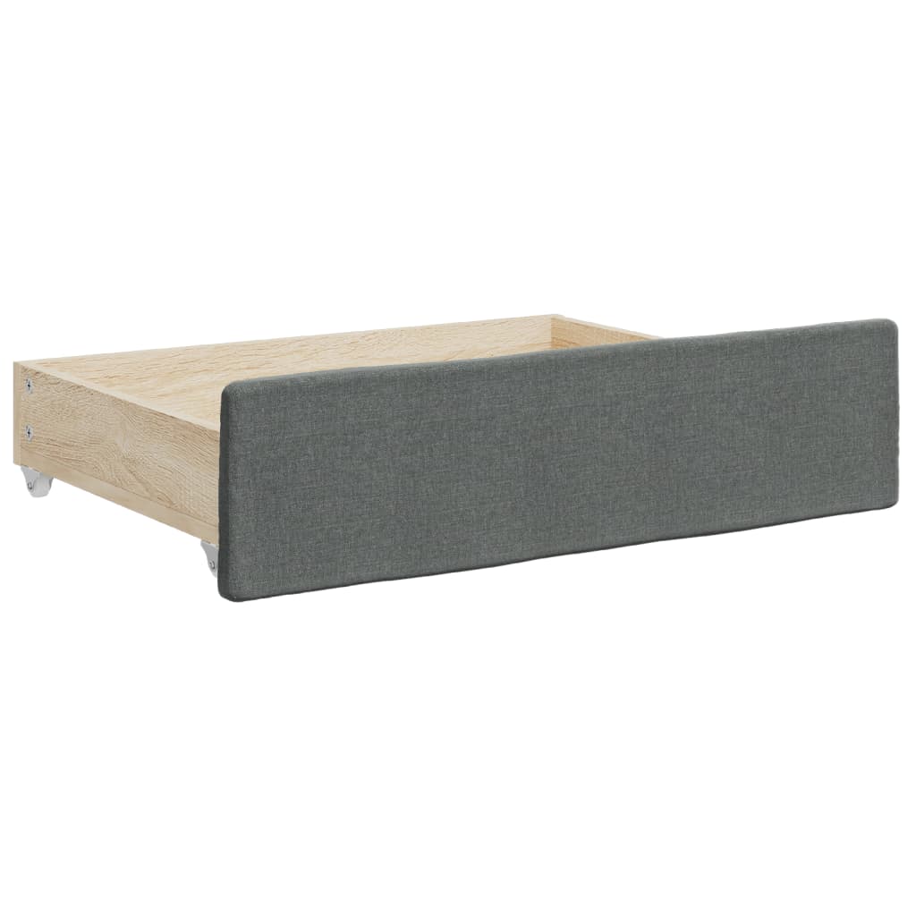 Divano Letto Estraibile Cassetti Grigio Scuro 90x200cm Tessuto