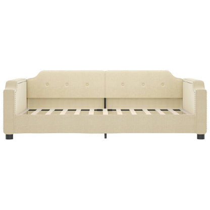 Divano Letto Estraibile con Cassetti Crema 90x200 cm in Tessuto - homemem39