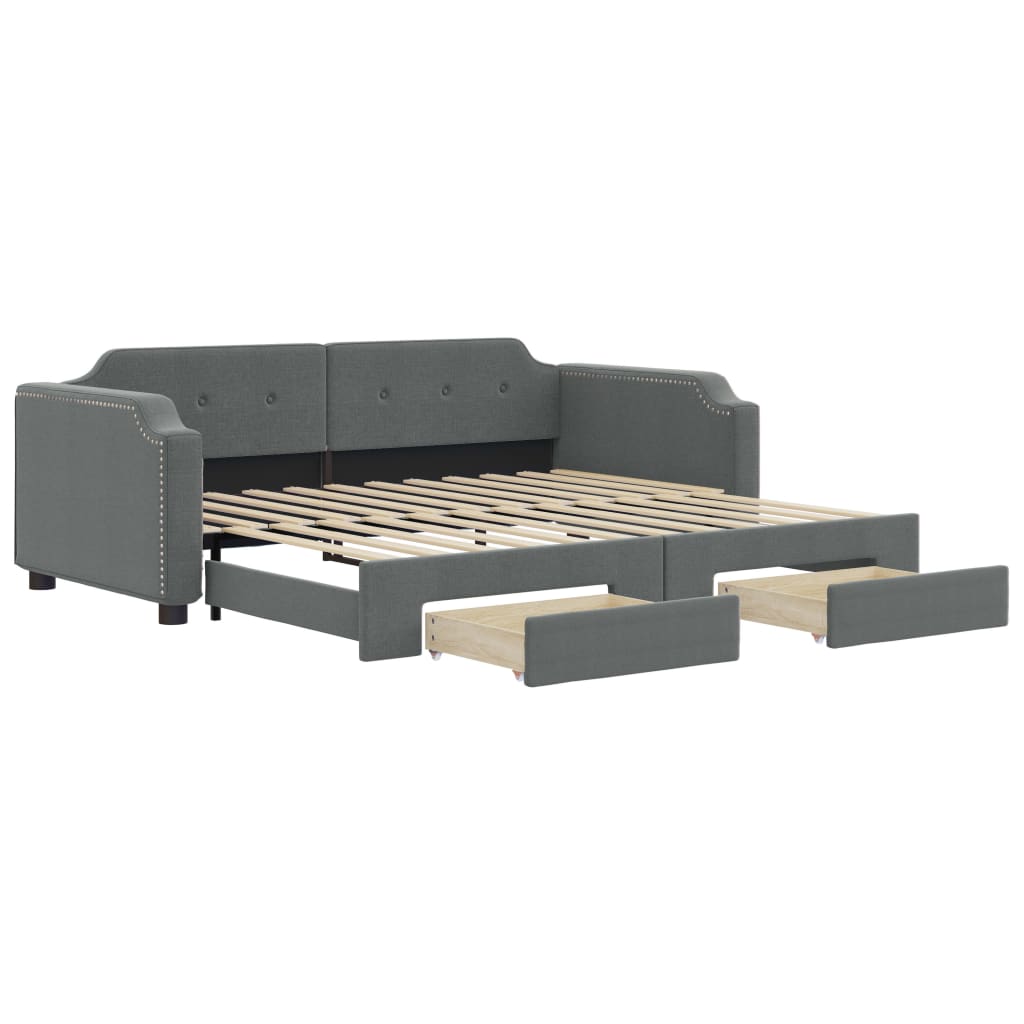 Divano Letto Estraibile Cassetti Grigio Scuro 100x200cm Tessuto - homemem39