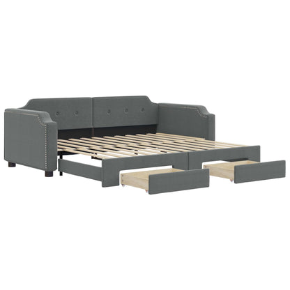 Divano Letto Estraibile Cassetti Grigio Scuro 100x200cm Tessuto - homemem39