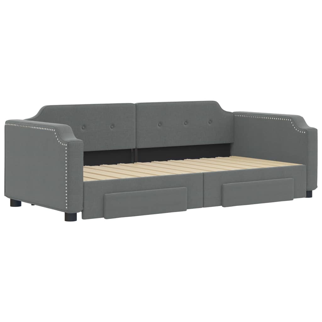 Divano Letto Estraibile Cassetti Grigio Scuro 90x190cm Tessuto - homemem39