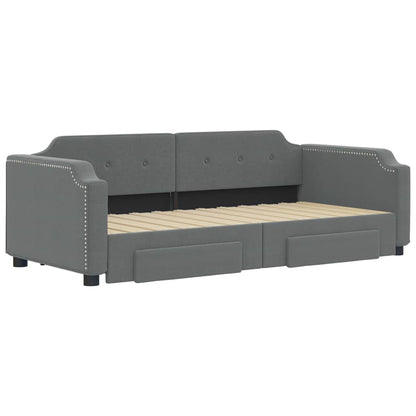 Divano Letto Estraibile Cassetti Grigio Scuro 90x190cm Tessuto - homemem39