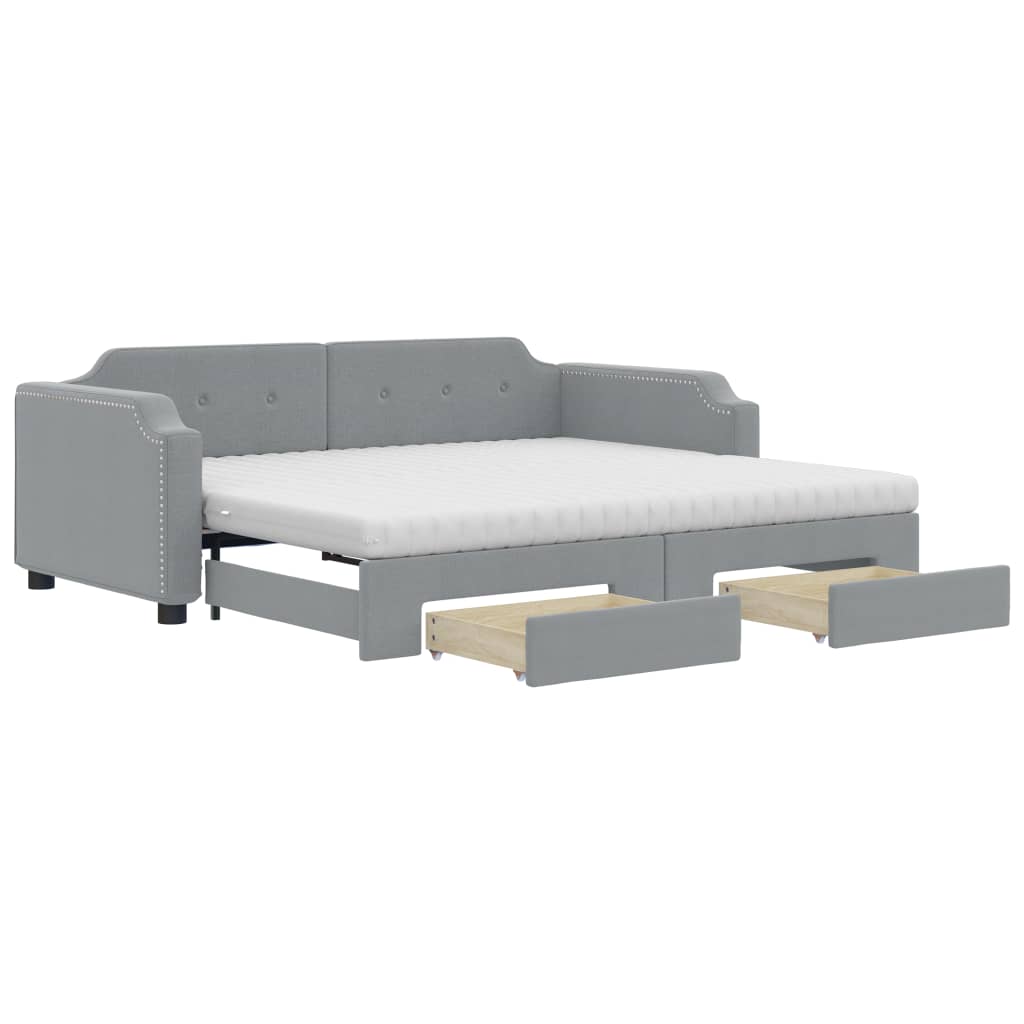 Divano Letto Estraibile Cassetti Grigio Chiaro 80x200cm Tessuto - homemem39