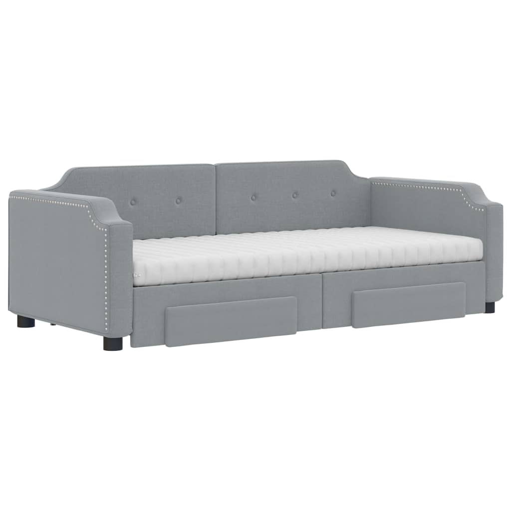 Divano Letto Estraibile Cassetti Grigio Chiaro 80x200cm Tessuto - homemem39