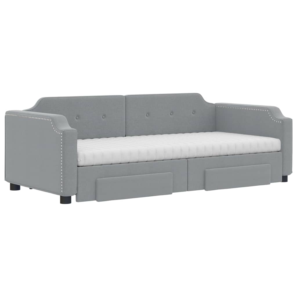 Divano Letto Estraibile Cassetti Grigio Chiaro 100x200 Tessuto - homemem39