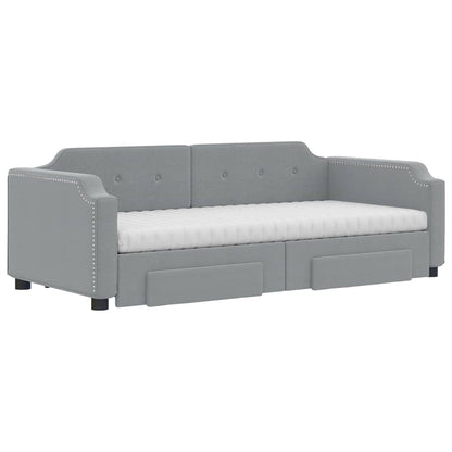 Divano Letto Estraibile Cassetti Grigio Chiaro 100x200 Tessuto - homemem39