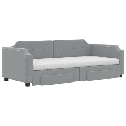 Divano Letto Estraibile Cassetti Grigio Chiaro 90x190cm Tessuto | homemem39