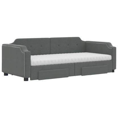 Divano Letto Estraibile Cassetti Grigio Scuro 90x190cm Tessuto - homemem39