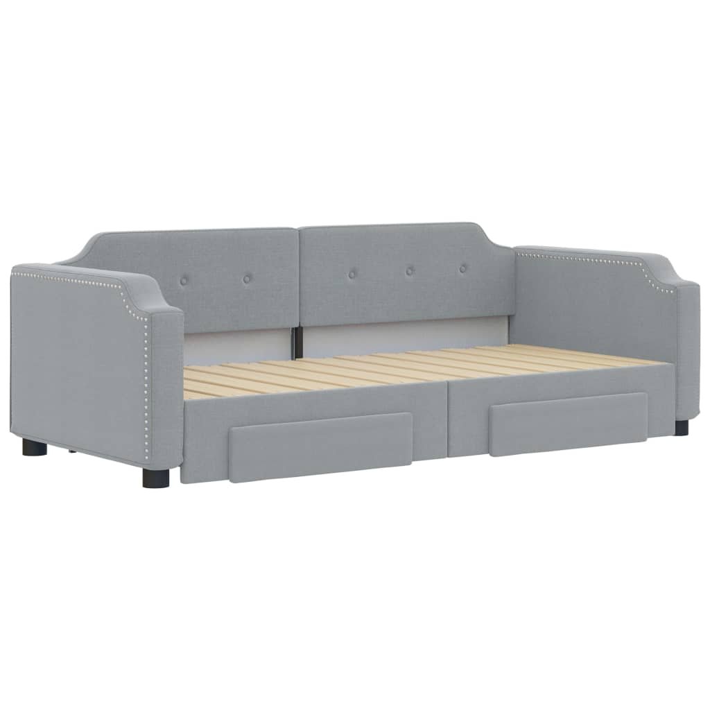 Divano Letto Estraibile Cassetti Grigio Chiaro 100x190 Tessuto | homemem39