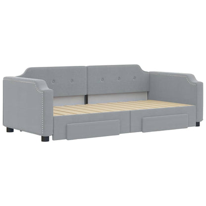 Divano Letto Estraibile Cassetti Grigio Chiaro 100x190 Tessuto | homemem39