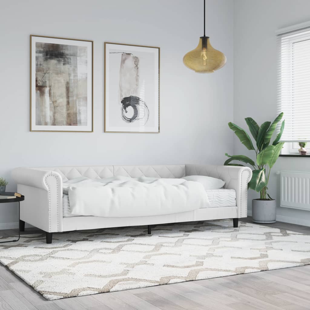 Divano Letto con Materasso Bianco 90x200 cm in Similpelle - homemem39