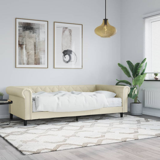 Divano Letto con Materasso Crema 90x200 cm in Similpelle - homemem39