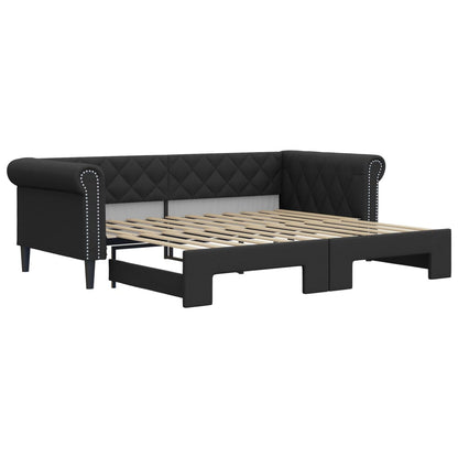 Divano Letto con Letto Estraibile Nero 90x200 cm in Similpelle - homemem39