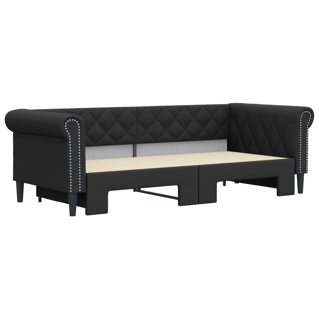 Divano Letto con Letto Estraibile Nero 90x200 cm in Similpelle - homemem39