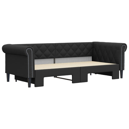 Divano Letto con Letto Estraibile Nero 90x200 cm in Similpelle - homemem39