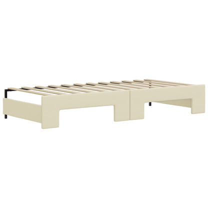 Divano Letto Estraibile con Materassi Crema 90x200cm Similpelle