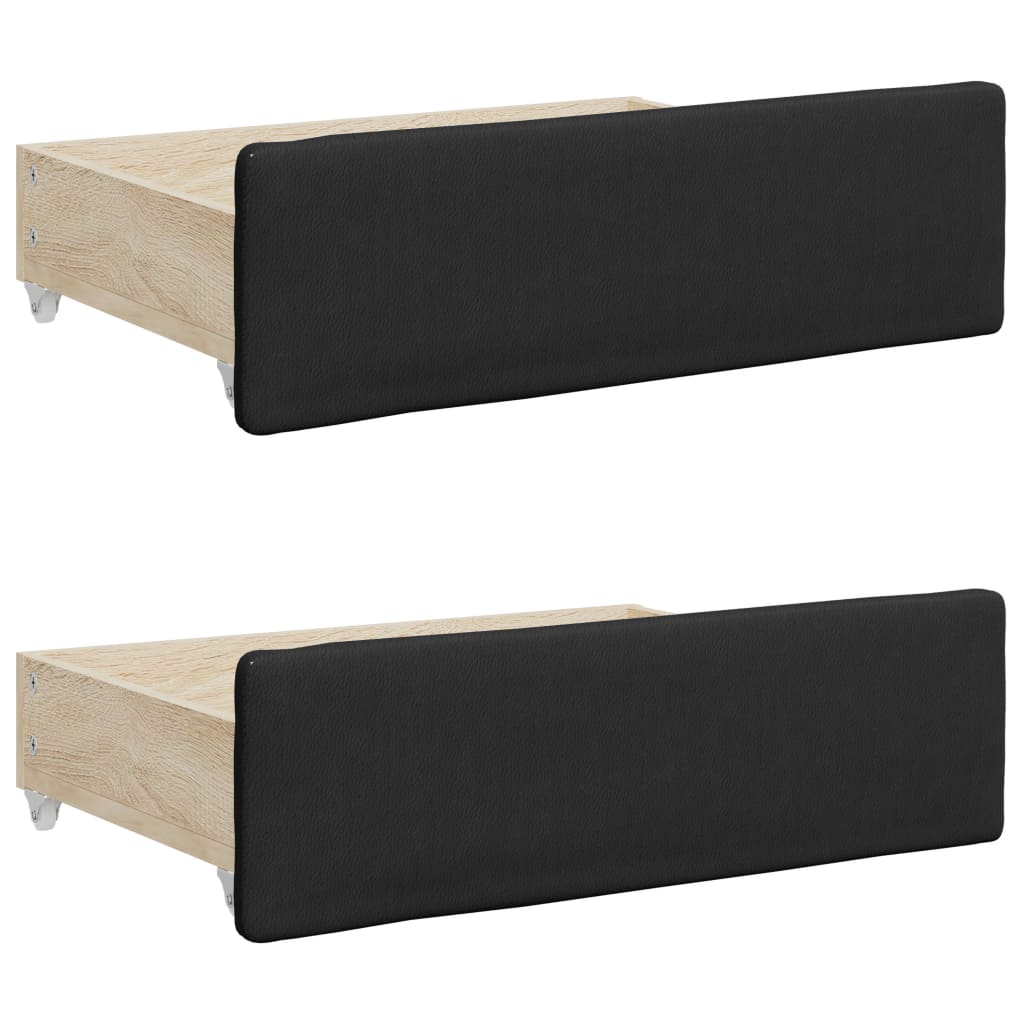 Divano Letto Estraibile con Cassetti Nero 90x200 cm Similpelle - homemem39