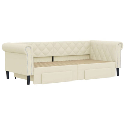 Divano Letto Estraibile con Cassetti Crema 90x200 cm Similpelle - homemem39