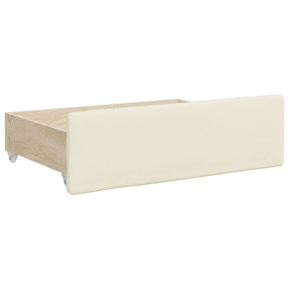 Divano Letto Estraibile con Cassetti Crema 90x200 cm Similpelle - homemem39