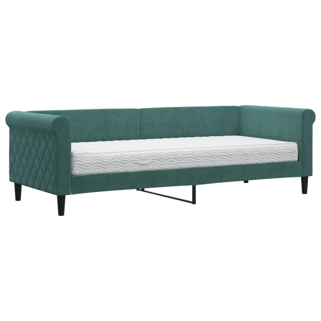 Divano Letto con Materasso Verde Scuro 80x200 cm in Velluto - homemem39