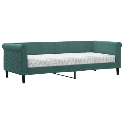 Divano Letto con Materasso Verde Scuro 80x200 cm in Velluto - homemem39